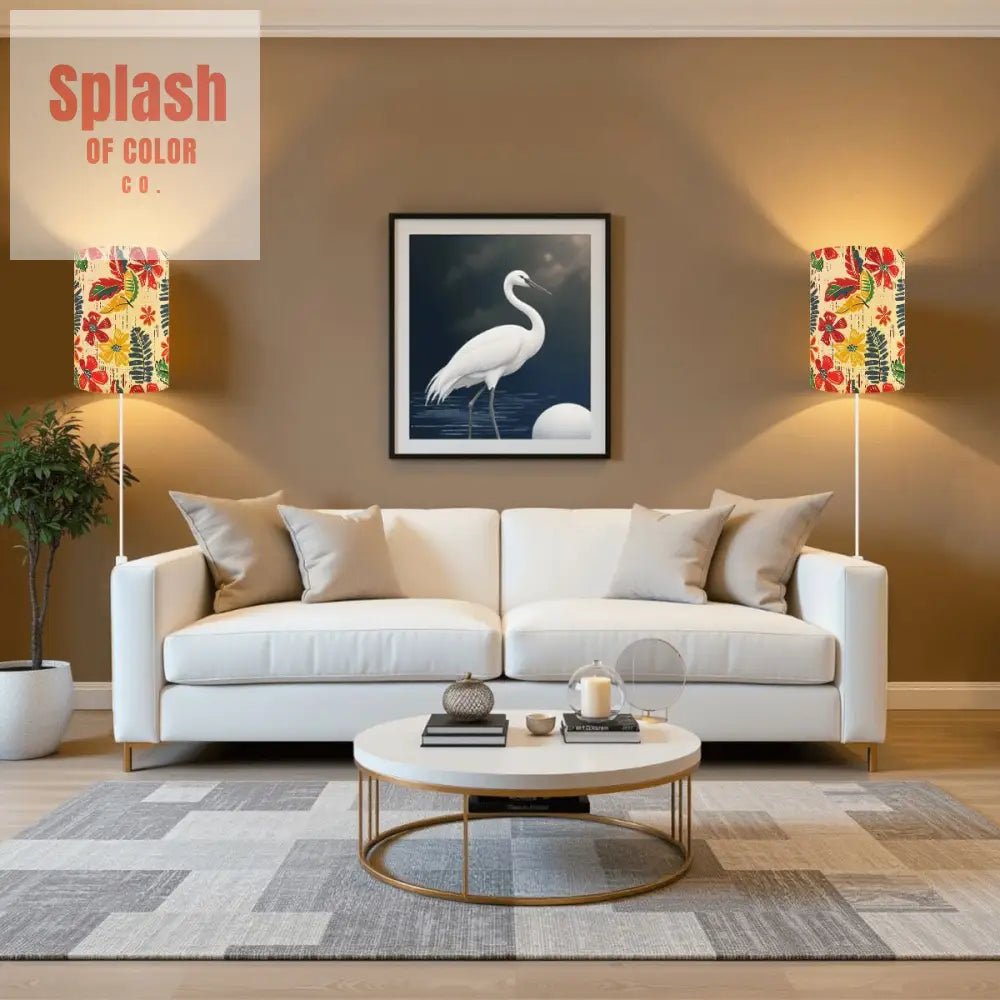 Floral Heritage Preppy Blue Yellow Green Red, Wall Light Shade Lighting - Splash of Color co.