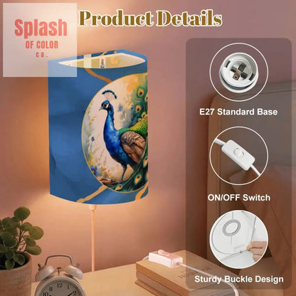 Peacock Watercolor Whimsical Blue And Gold Plug - in Wall Lighting Set of Two - Splash of Color co.