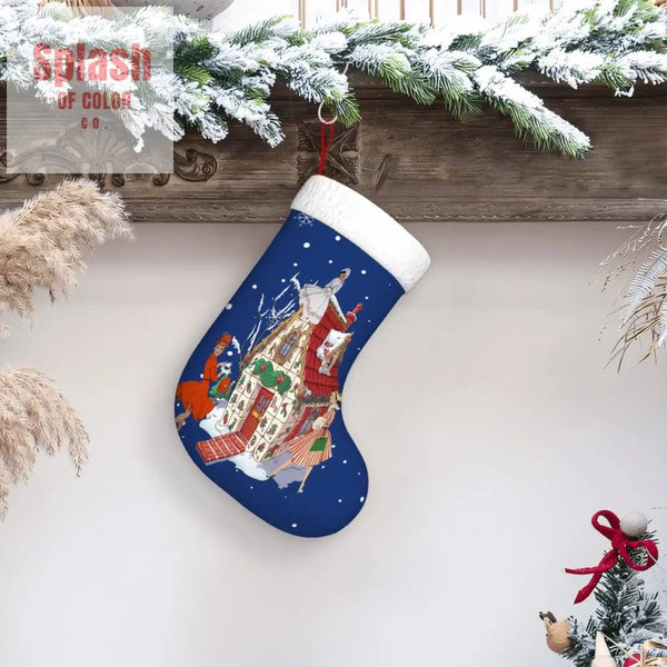 Mahjong Christmas Plush Christmas Stocking, Mahjong Tile House, Nostalgic Mahj Gifts - Splash of Color co.