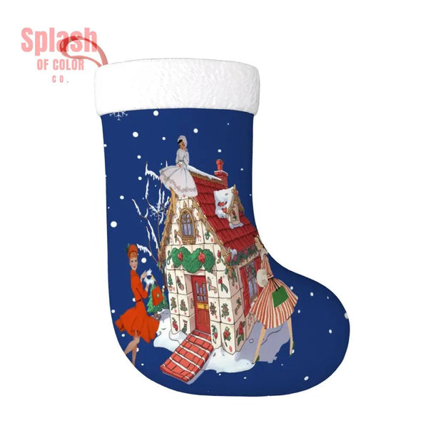 Mahjong Christmas Plush Christmas Stocking, Mahjong Tile House, Nostalgic Mahj Gifts - Splash of Color co.