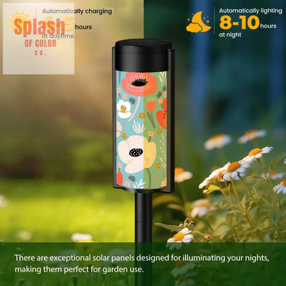 Poppie Floral Blue Modern Unique Garden Outdoor Solar Lights - 4pcs - Garden Decor