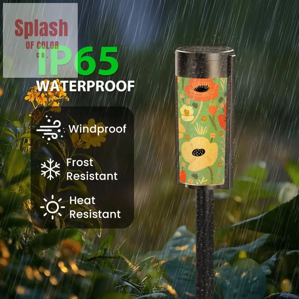 Poppie Floral Blue Modern Unique Garden Outdoor Solar Lights - 4pcs - Garden Decor