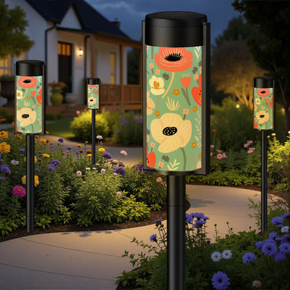 Poppie Floral Blue Modern Unique Garden Outdoor Solar Lights - 4pcs - Garden Decor