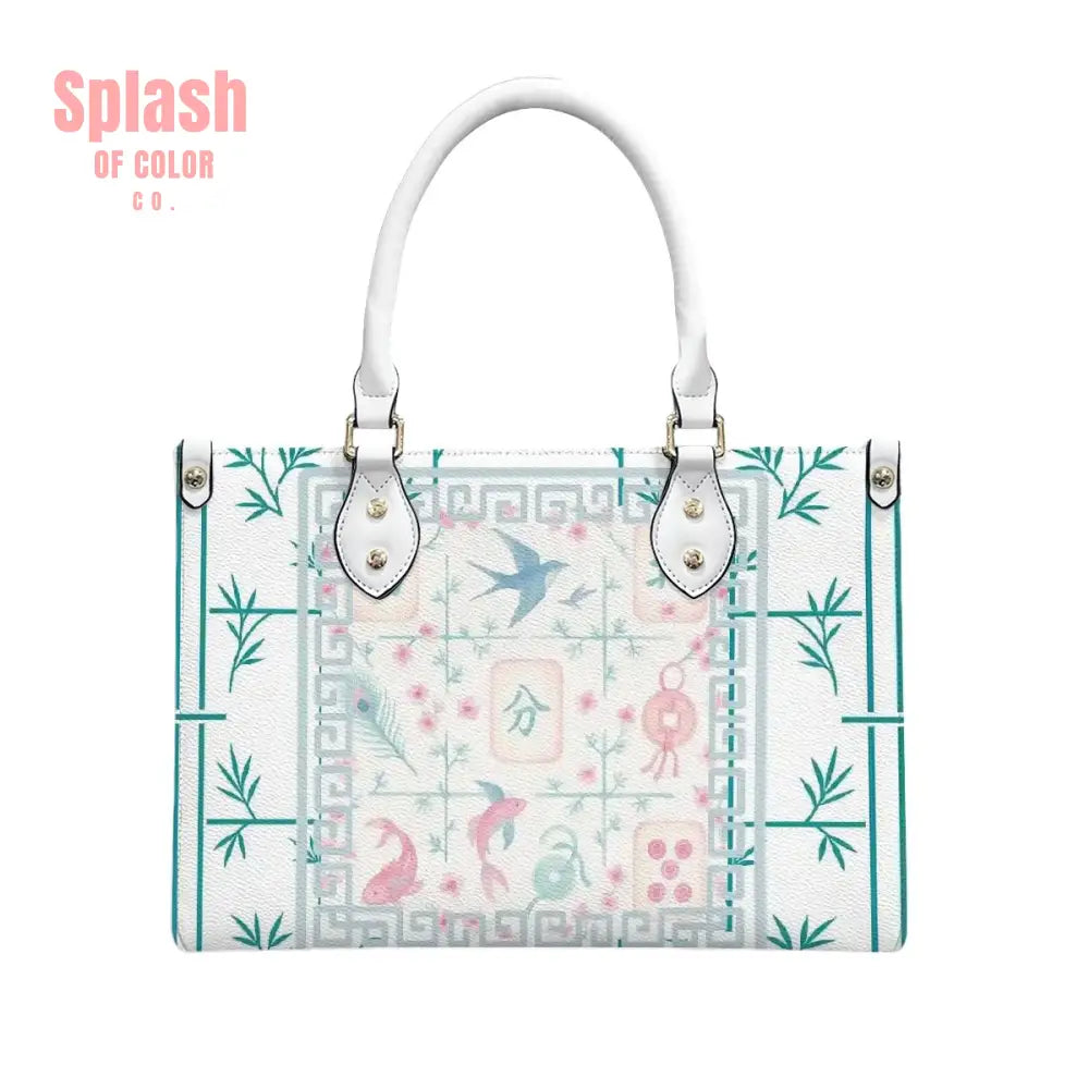 Preppy Mahjong Handbag Shoulder Bag Pastel Blue Green Pink Yuppy Tote Bag for Women White / S Handbag