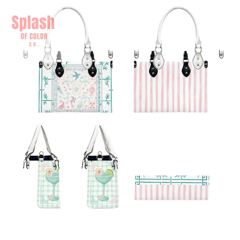 Preppy Mahjong Handbag Shoulder Bag Pastel Blue Green Pink Yuppy Tote Bag for Women Handbag