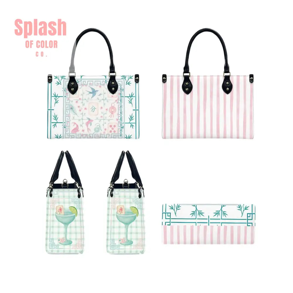 Preppy Mahjong Handbag Shoulder Bag Pastel Blue Green Pink Yuppy Tote Bag for Women Handbag
