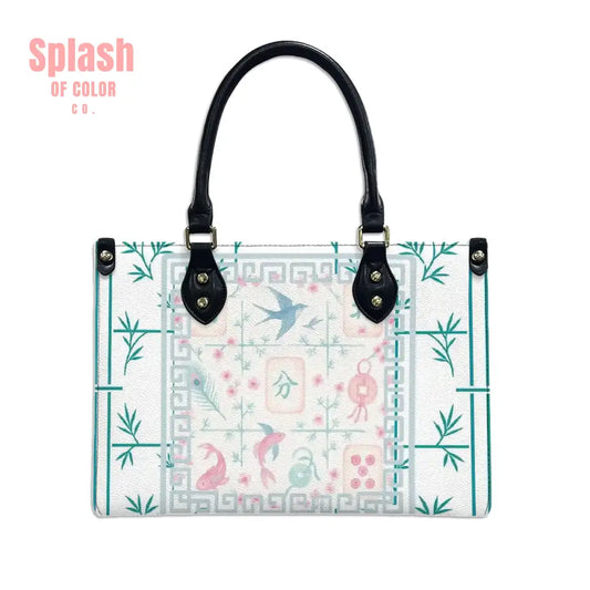 Preppy Mahjong Handbag Shoulder Bag Pastel Blue Green Pink Yuppy Tote Bag for Women Black / S Handbag