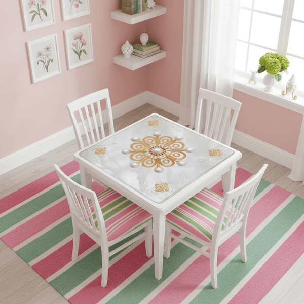 Mother Of Pearl Golden Brooch Bling Mahjong Mat - Splash of Color Co.