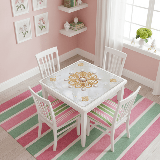 Mother Of Pearl Golden Brooch Bling Mahjong Mat - Splash of Color Co.