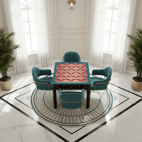 Mahjong Art Deco Burgandy, Gold Leaf Speakeasy Collection Mahj Mat - Splash of Color Co.