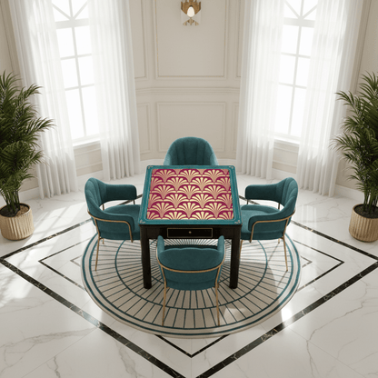 Mahjong Art Deco Burgandy, Gold Leaf Speakeasy Collection Mahj Mat - Splash of Color Co.