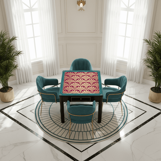 Mahjong Art Deco Burgandy, Gold Leaf Speakeasy Collection Mahj Mat - Splash of Color Co.