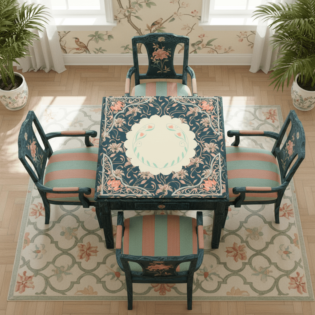 Art Deco Floral Nouveau Design Mahjong Mat - Splash of Color Co.