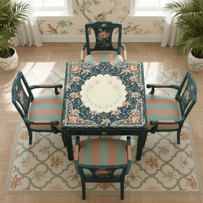 Art Deco Floral Nouveau Design Mahjong Mat - Splash of Color Co.