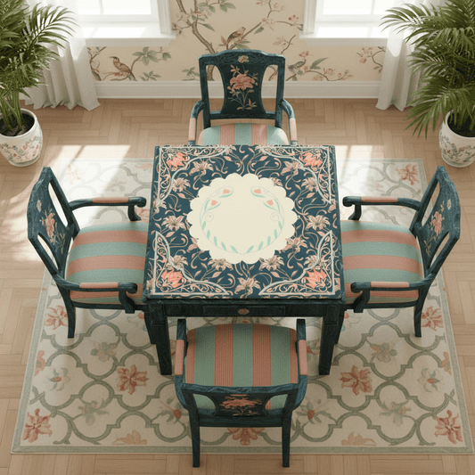 Art Deco Floral Nouveau Design Mahjong Mat - Splash of Color Co.