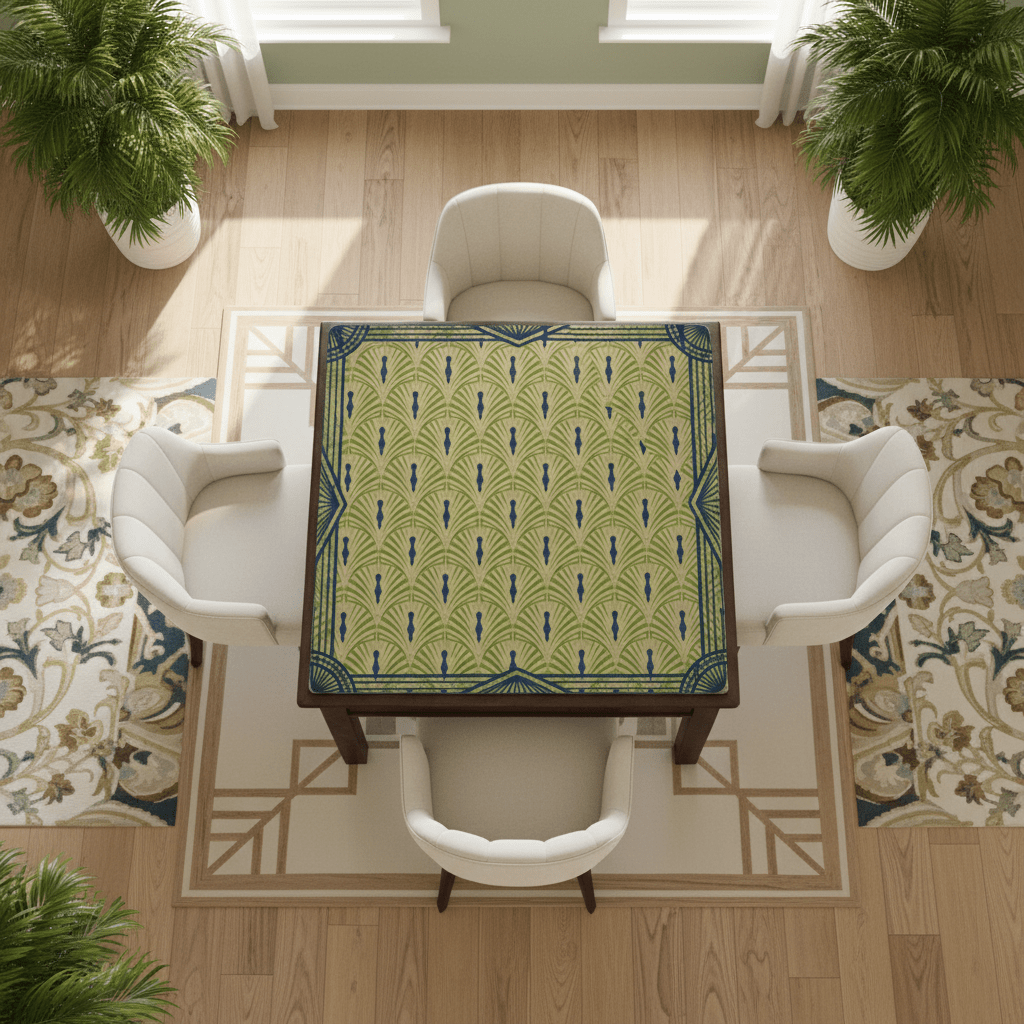 Art Deco Designed Mahjong Mat, Green Blue Speakeasy Collection - Splash of Color Co.