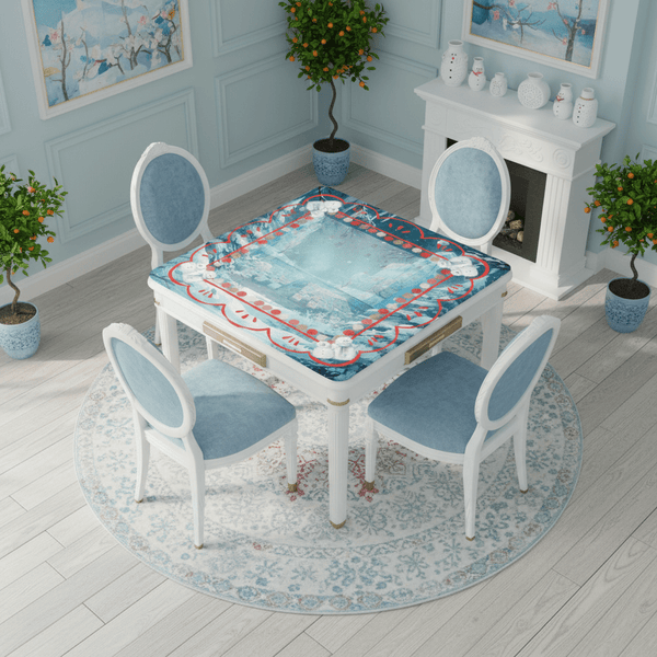 Whimsical Winter Mahjong in Moonlight, Frosty Cold Winter Night Mahj Game Night - Splash of Color Co.