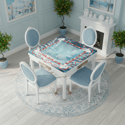 Whimsical Winter Mahjong in Moonlight, Frosty Cold Winter Night Mahj Game Night - Splash of Color Co.