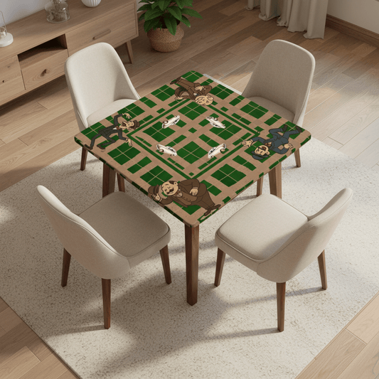 Gentlemen's Mahjong Mat, Dapper Men Classic Cars Green Tan Plaid Mahjong Mat - Splash of Color Co.
