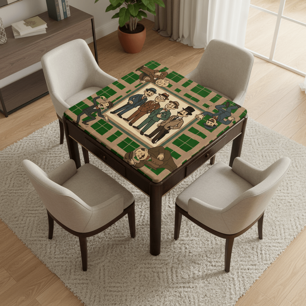 Manly Mahjong Mat Dapper Gents Green Brown Plaid Mahjong Mat - Splash of Color Co.