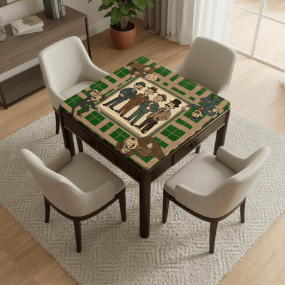 Manly Mahjong Mat Dapper Gents Green Brown Plaid Mahjong Mat - Splash of Color Co.