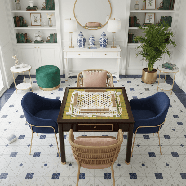 Norwegian Floral Green, Yellow Simplicity Mahjong Mat - Splash of Color Co.