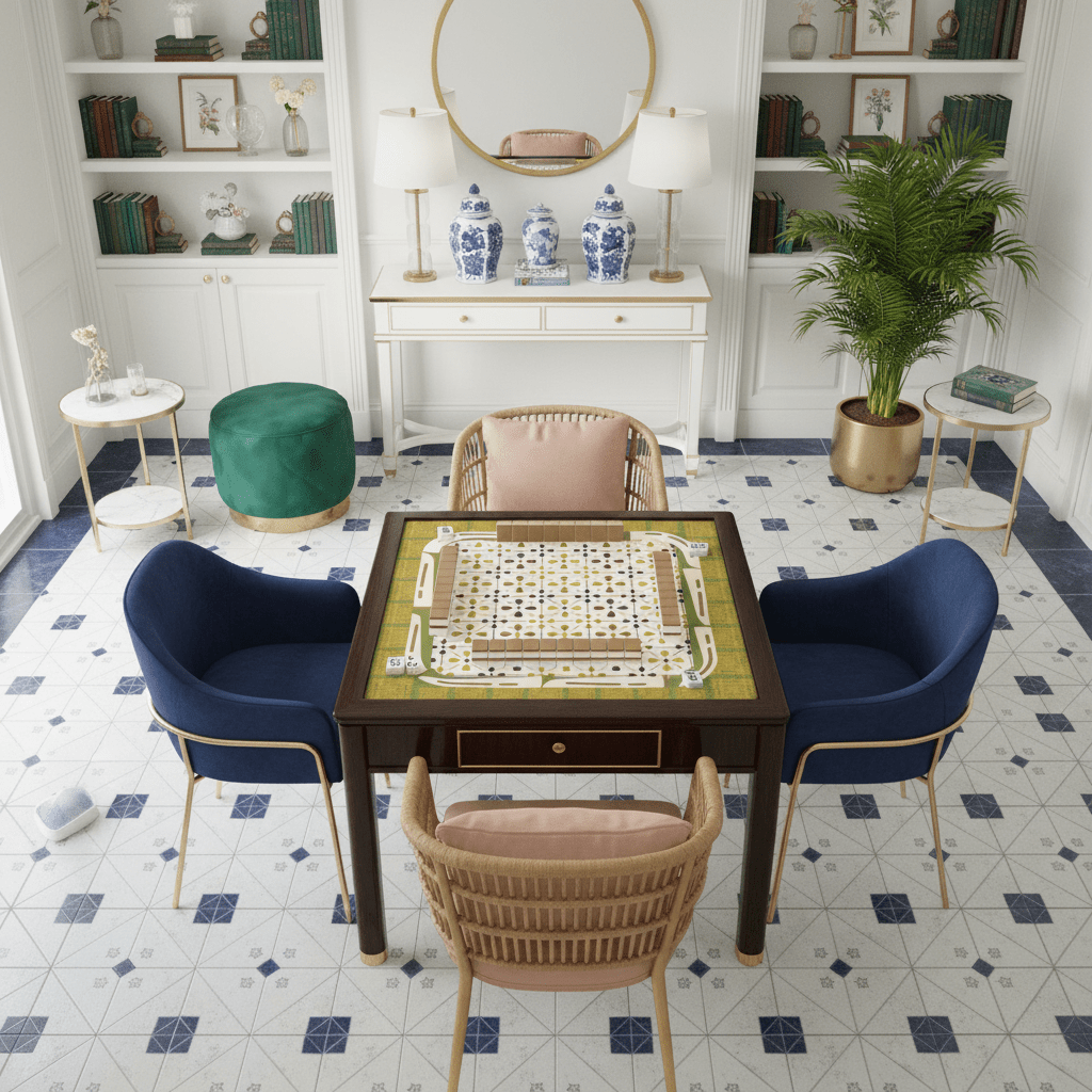 Norwegian Floral Green, Yellow Simplicity Mahjong Mat - Splash of Color Co.