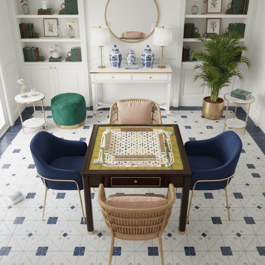 Norwegian Floral Green, Yellow Simplicity Mahjong Mat - Splash of Color Co.