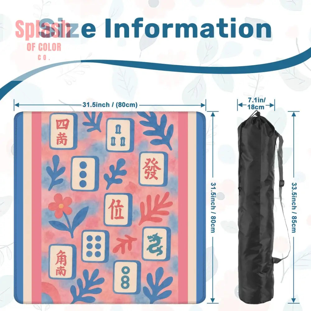 Preppy Pastel Blue Pink Mahjong Tiles Mahjong Mat - 31.5’’x31.5’’ - Daily Accessories