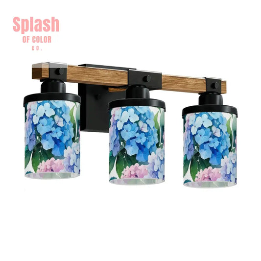 Pretty Floral Hydrangeas Blue Pink Purple Asian Garden Zen Vanity Light Fixture One Size Wall Lighting