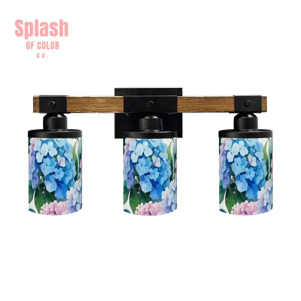 Pretty Floral Hydrangeas Blue Pink Purple Asian Garden Zen Vanity Light Fixture One Size Wall Lighting