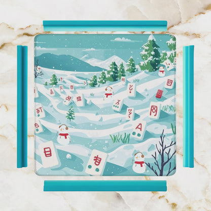 Mahjong Winter Wonderland Whimsical Snowboarding Mahj Game Mat