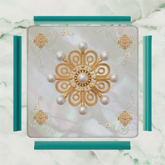 Mother Of Pearl Golden Brooch Bling Mahjong Mat