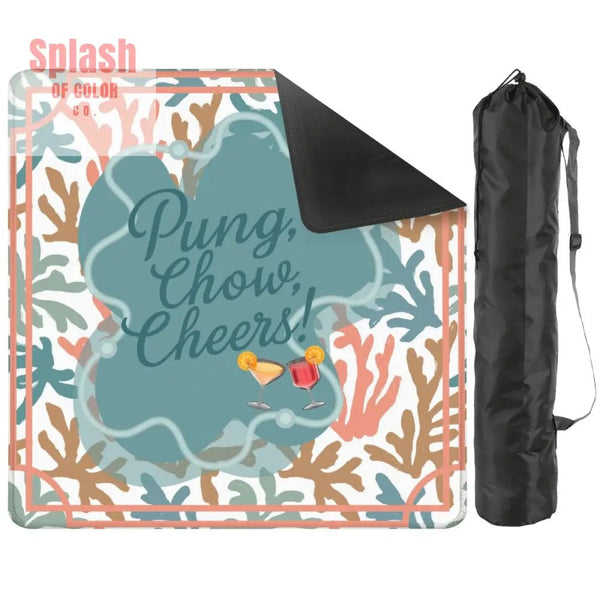 Pung Chow Cheers Coral Palm Beach Style Pretty Mahjong Game Mat - 31.5’’x31.5’’ - Daily Accessories