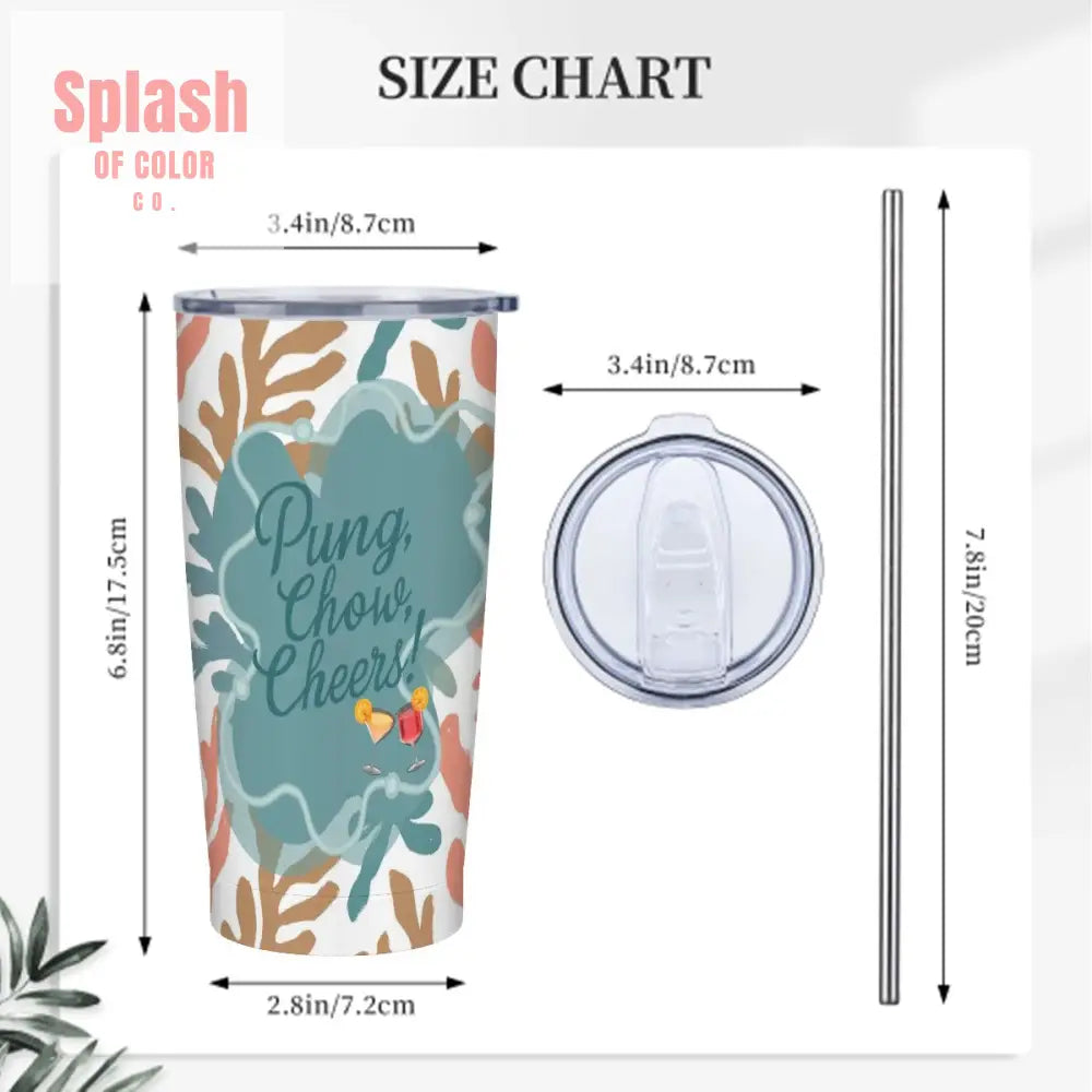 Pung Chow Cheers Mahjong Gift Coral Reef Background Stainless Steel Insulated Tumblers with Lid & Straw One Size