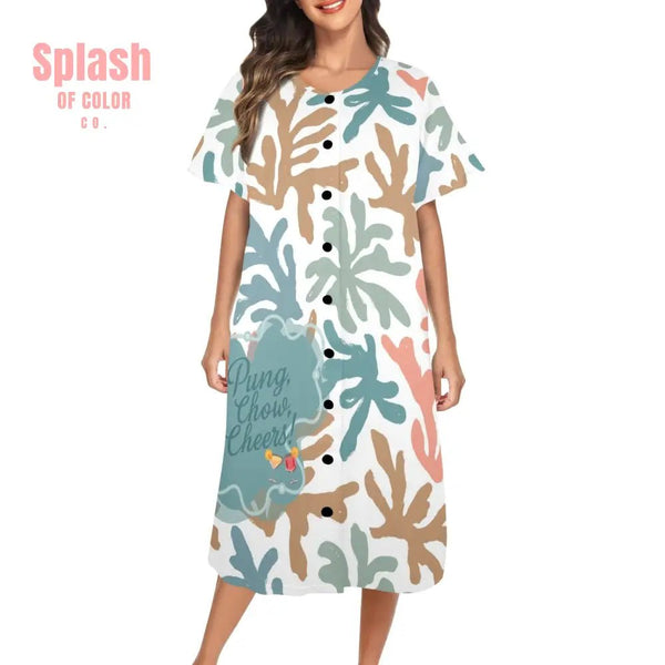 Pung Chow Cheers Mahjong Lover Muummu Dress Quirky Coral Blue Mahj Gift Idea XS Pajamas