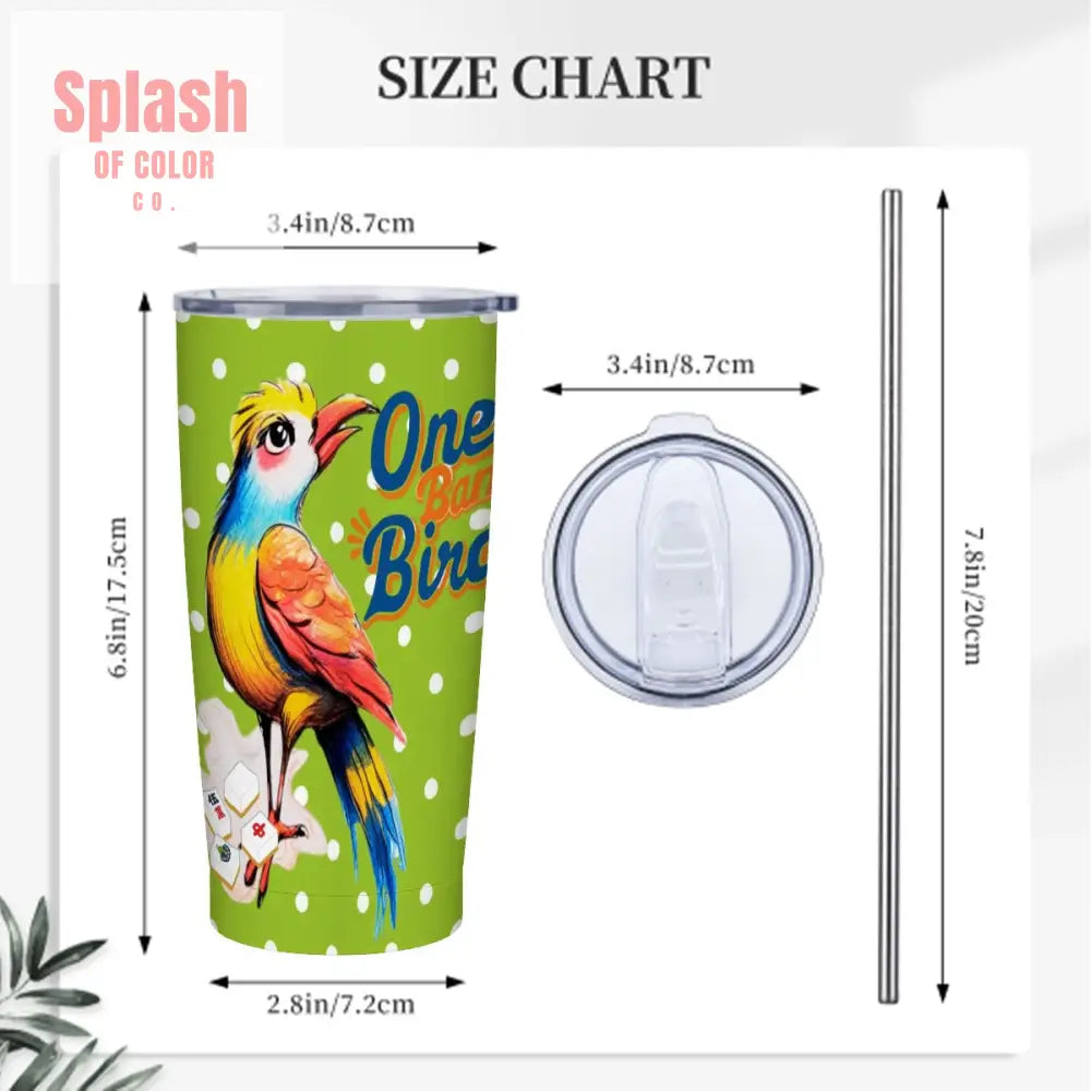 Quirky One Bam Bird Citrus Green Polka Dot Mahjong Tumbler One Size Drinkware