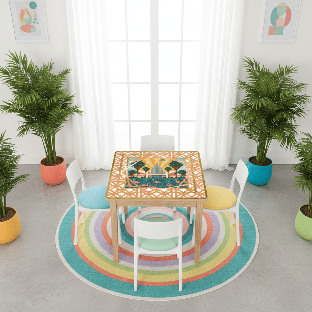 Art Deco Citrus Palm Springs Playfield Mahjong Mat - Splash of Color Co.