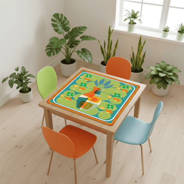 The Modern Four Seasons Mahjong Mat, Orange Teal Green Mahj Mat - Splash of Color Co.