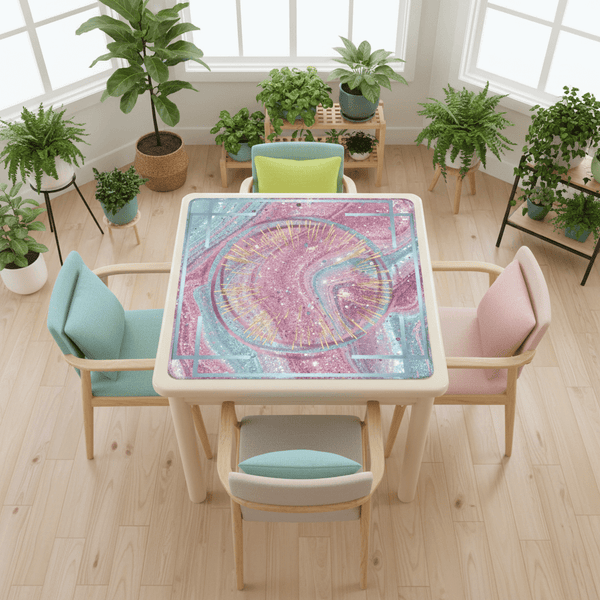 Mahjong Glitter Mat, Sparkle Splash, Pink Light Aqua Pastel Preppy - Splash of Color Co.