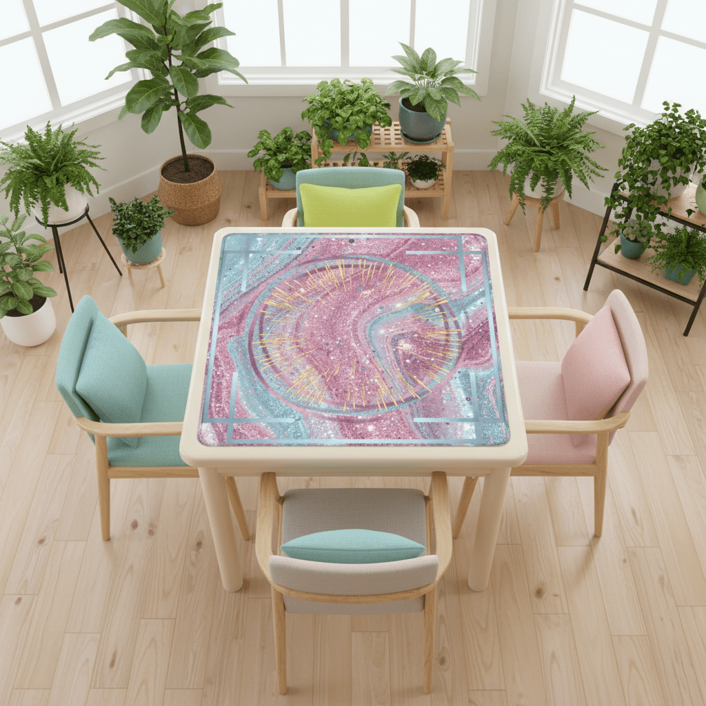 Mahjong Glitter Mat, Sparkle Splash, Pink Light Aqua Pastel Preppy - Splash of Color Co.