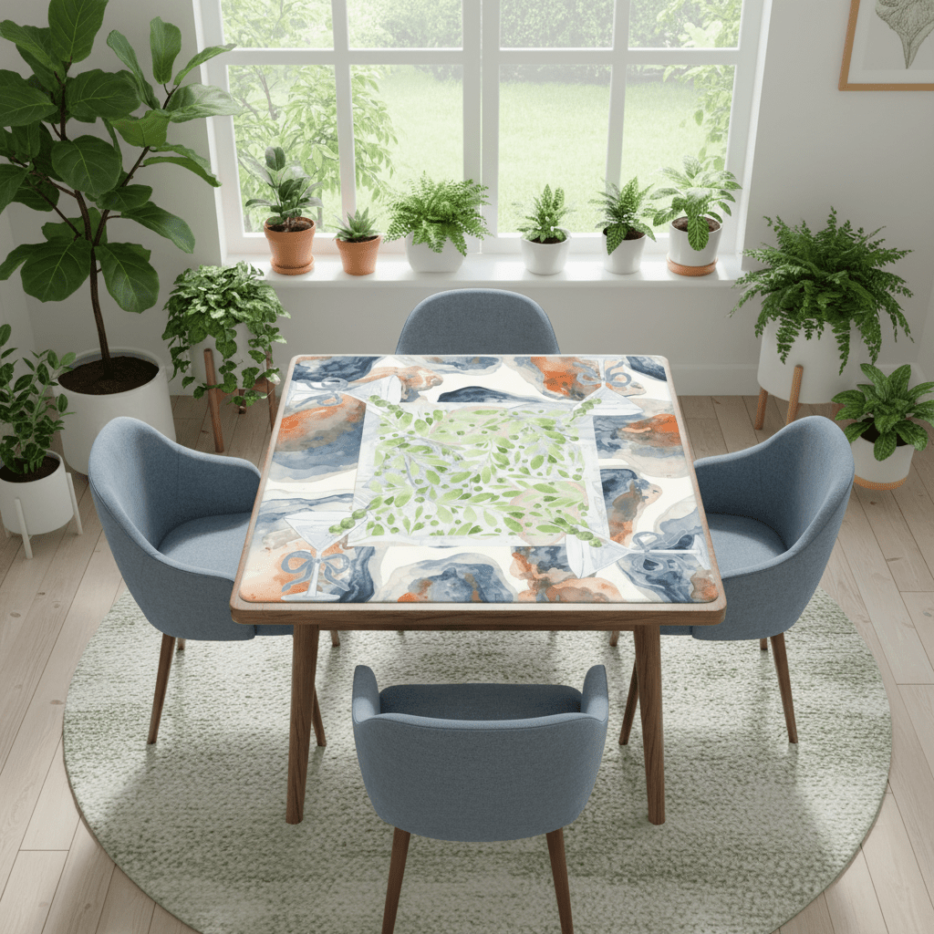 Tinis And Oysters Watercolor Mahjong Mat - Splash of Color Co.