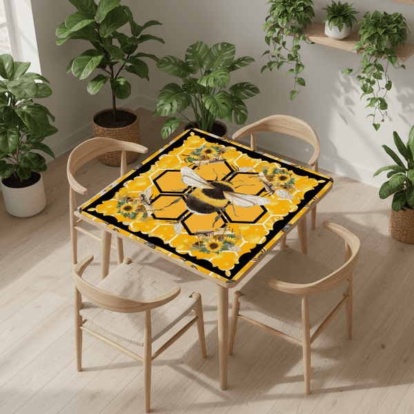 Mahjong Bumble Bee Mat, Sunflower Yellow Honey Pot Mahj Mat - Splash of Color Co.