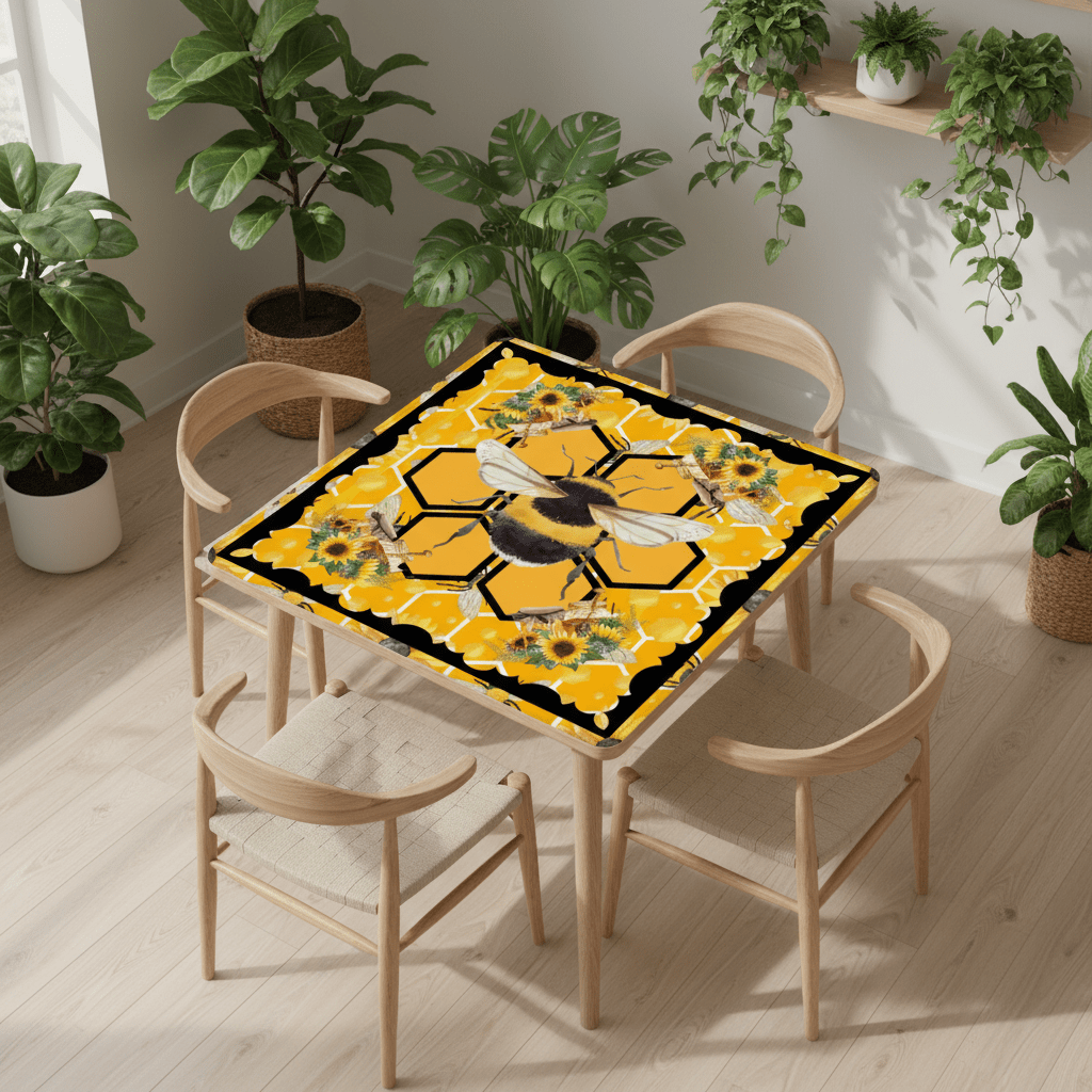 Mahjong Bumble Bee Mat, Sunflower Yellow Honey Pot Mahj Mat - Splash of Color Co.