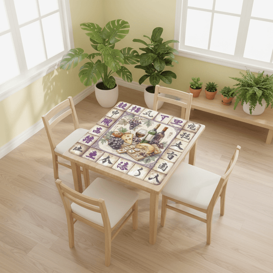 Mahjong Wine Mat, Cheese And Wine Mahj Night Game Mat - Splash of Color Co.