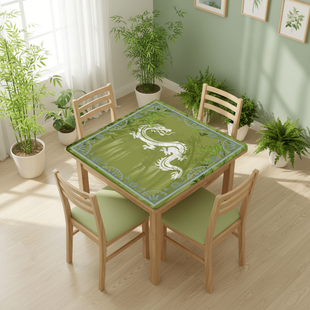 Eye Of The Dragon Bamboo Pattern Green Mahjong Mat - Splash of Color Co.
