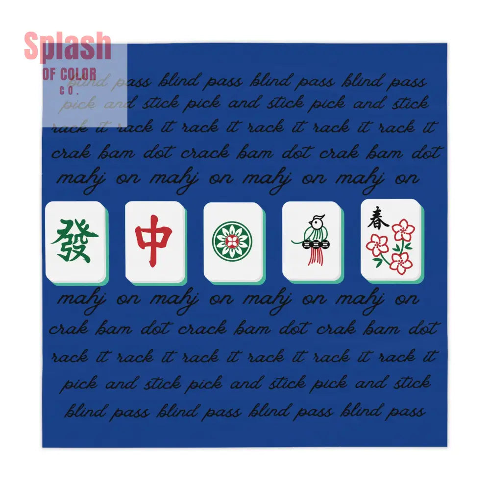 Royal Blue Cultural Mahjong Tablecloth Game Night Decor Unique Dining Table Cover - One size / White - Home Decor