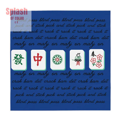 Royal Blue Cultural Mahjong Tablecloth Game Night Decor Unique Dining Table Cover - One size / White - Home Decor