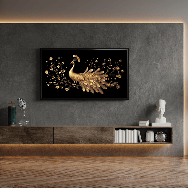 Art Deco Speakeasy Gold Glitz Peacock Samsung Frame TV Art - Splash of Color Co.