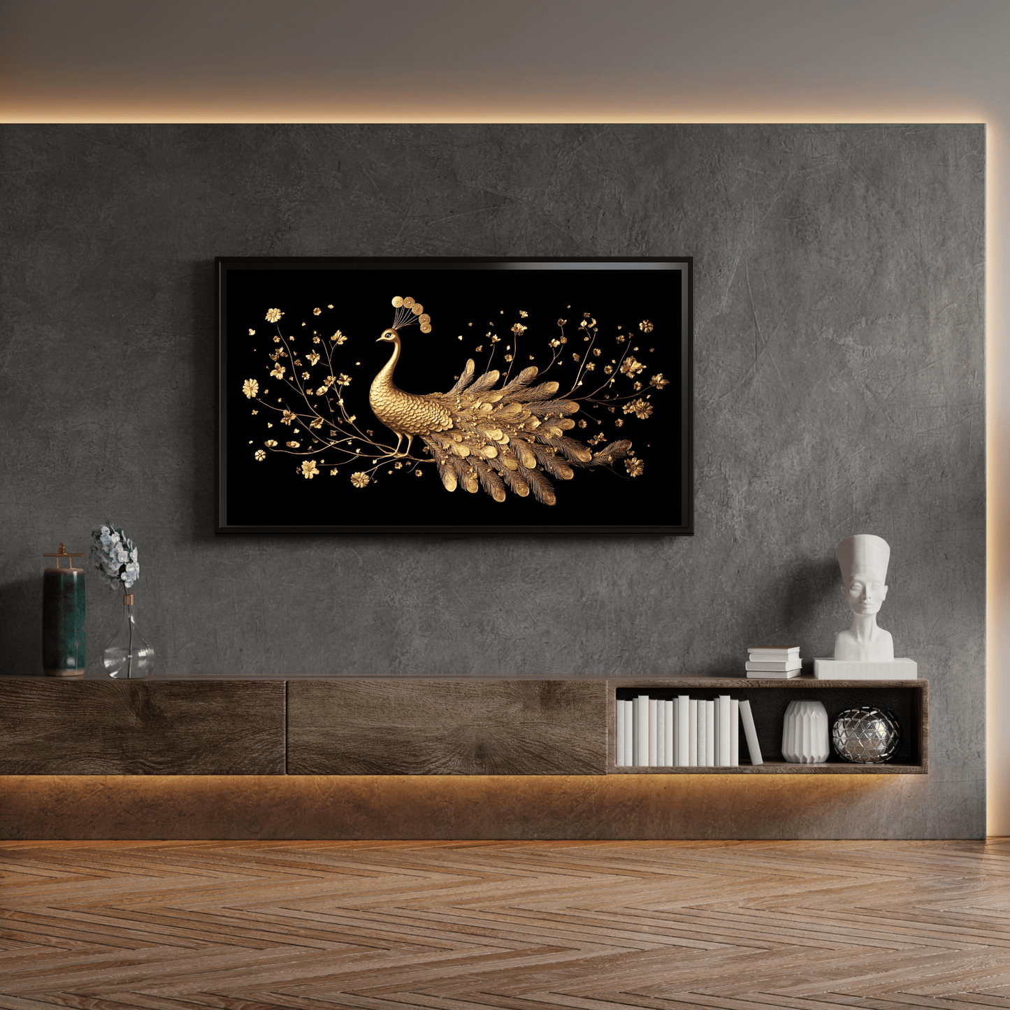 Art Deco Speakeasy Gold Glitz Peacock Samsung Frame TV Art - Splash of Color Co.